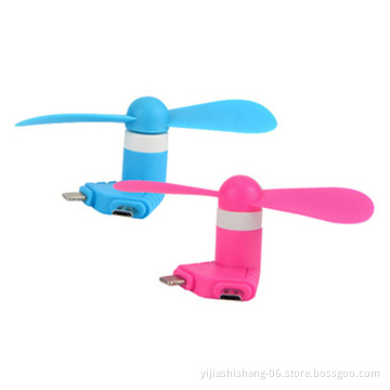 Yijiashishang 2 in 1 USB mini Phone Fan for  IOS and Samsung Android Mobile phones with custom logo